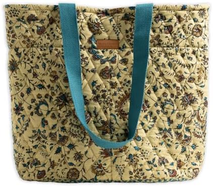 Maison d' Hermine Shopping Bags Cotton Quilted Tote Bag with Zipper Pockets by MaisondHermine