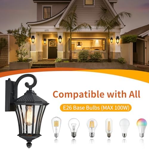 YSN 16" Dusk to Dawn Outdoor Light Fixture Wall Mount, Black, 2 Packs - Image 6