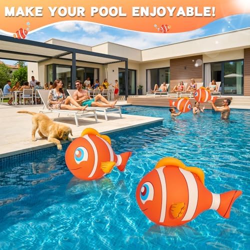 Floating Pool Lights Solar Powered, 16'' Inflatable Waterproof Clownfish Solar Pool Lights that Float, Auto On/Off LED Floating Lights for Pool Garden Backyard Outdoor Decoration - (4 Piece) - Image 7