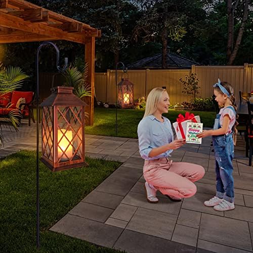 TAKE ME 14" Solar Lanterns Outdoor Garden Lantern Waterproof LED Flickering Flameless Candle Mission Lights for Table,Outdoor,Party - Image 3
