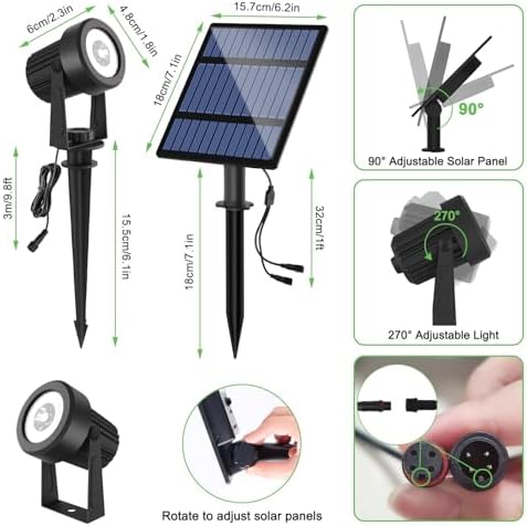 Solar Spotlights Outdoor Waterproof, Warm White Landscape Lights - Image 4