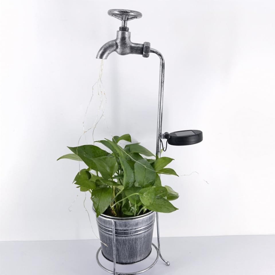 Milisten Solar Garden Planter Lights Retro Iron Design Outdoor Solar Watering Can Decoration for Lawn Patio and Garden Decorative and Landscape - Image 2