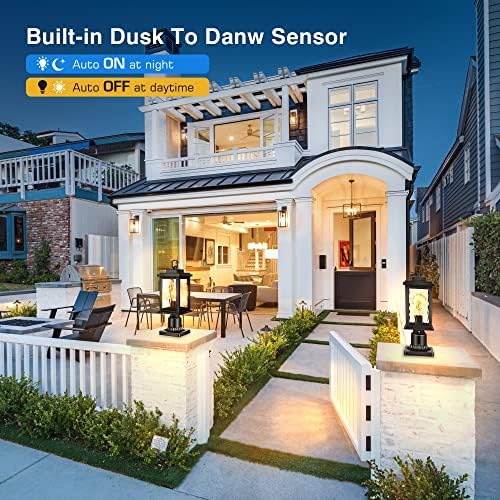 VIANIS Dusk to Dawn Outdoor Post Light with Pier Mount Base, Hardwired 120V - Image 2