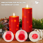 kakoya 10" x 4" Large Outdoor Waterproof Flickering Flameless Candles with Timer,2Pcs Battery Operated LED Pillar Candles with Embedded Star String for Outdoor Lanterns,Porch,Patio Decor(red) - Image 4