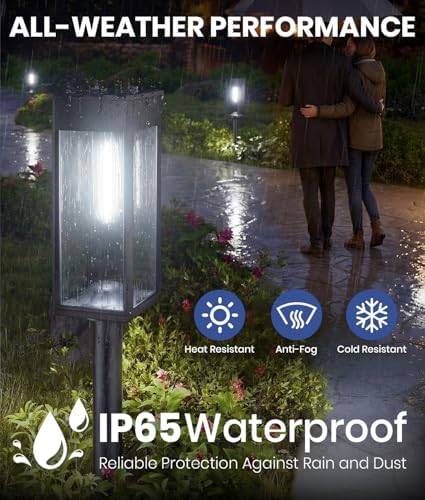NEWMESSI Solar Walkway Lights Outdoor, 4 Pack, 3 Heights, Cool White, IP65 - Image 4
