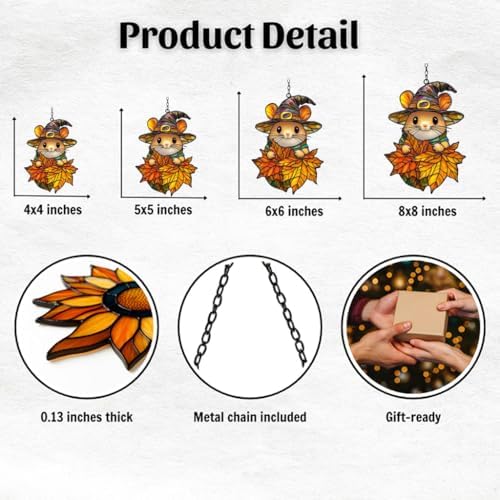 Cute Little Mouse Autumn Acrylic Suncatcher - Image 2