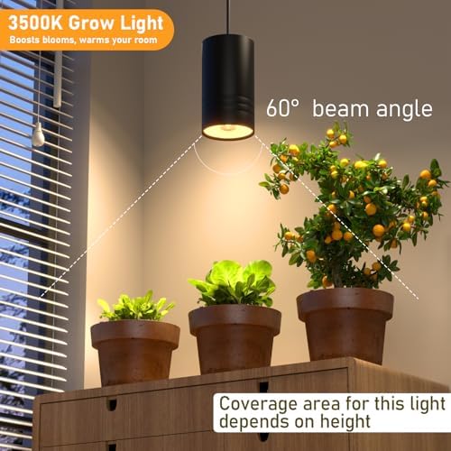 40W Plant Lights for Indoor Growing, Hanging Plant Lamp for Indoor Plants, Large Tall Plant, Garden, Flowers, Greenhouse, with Timer and 15ft Braided Cord, 3000K Full Spectrum, COB Bulb Aluminum Black - Image 6