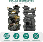 31.5" Multi-Tier Rock Outdoor Water Fountain with LED Lights, Cascading Waterfall with Birds for Garden Patio Porch, Weather-Resistant Resin Water Feature for Tranquil Oasis - Image 5