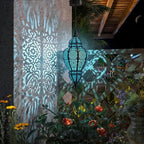 Moroccan Hanging Solar Lights Outdoor Lantern Bidirectional Availabili Garden Decor Waterproof Plastic Blue Decorations for Patio Pathway Yard Backyard Solar Powered Garden Decorative (Black, 1) - Image 2