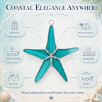 Stained Glass Teal 3 Inch Starfish Suncatcher Set of 5, Coastal Home Decor - Image 6