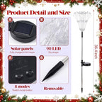 Tujoe 4 Pcs White Snowflake Solar Lights 90 LED 8 Modes Waterproof - Image 3