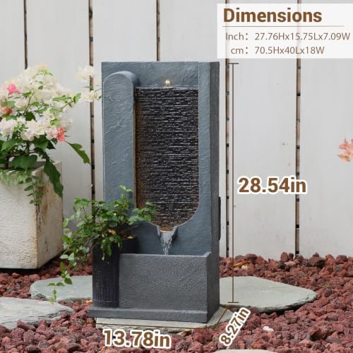 28H Modern Indoor/Outdoor Water Fountain with Soothing LED Light - Image 2