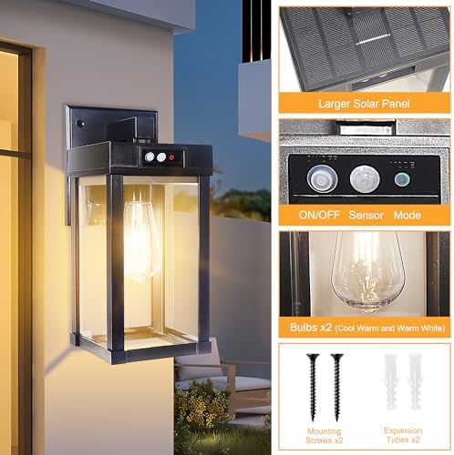 Solar Wall Lights Outdoor Waterproof with 3 Lighting Modes & Motion Sensor - Image 3