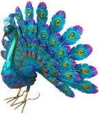 Garden Ornaments Outdoor, Peacock Statue Sculptures Metal Bird Art Decoration for Yard Porch Patio Lawn, 42x15x32 cm by Unknown