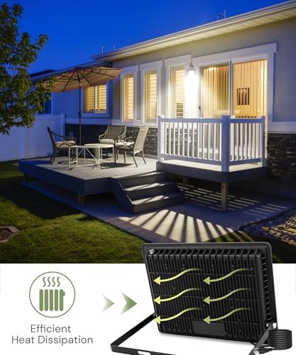 L LOHAS LED 300W Dusk to Dawn Plug in Flood Light Outdoor 6000K 2 Pack - Image 4