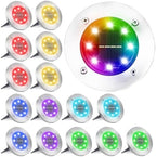 LYHOPE Solar Ground Light Outdoor, 16 Pack 8 LED Color Changing Solar Disk Lights Waterproof Garden In-ground Pathway Lights Landscape Lighting for Lawn,Yard,Deck,Patio,Walkway (RGB) by LYHOPE