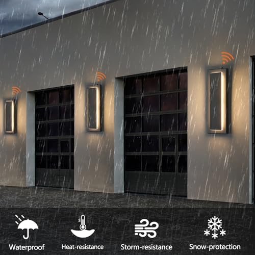 15.7'' Dusk to Dawn Outdoor Lights Modern LED Exterior Wall Lights, Black - Image 4