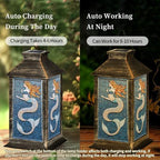 Solar Lantern Stained Glass Window Panel Scales Flowing Hair Sea Motif Outdoor Waterproof Garden Hanging Lantern Solar Powered Lighting Outside Table Lamp for Patio Deck Camping 1 Pack - Image 3