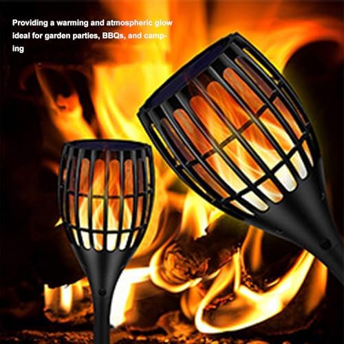 Solar Torch Light, Flickering Flame Waterproof Outdoor Landscape Decoration Environmentally Friendly Warm Yellow Lighting Easy to Install for Camping Out - Image 4