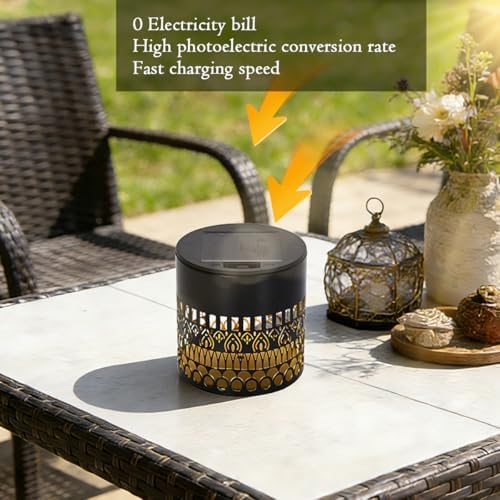 Retro Solar Lantern Outdoor Waterproof Wall Light Hollow Out Metal Decor - Image 5