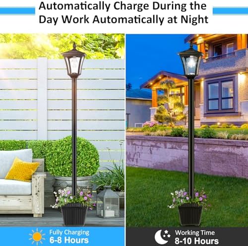 Derynome 72" Solar Post Lights Outdoor, 6000K Cool White Solar Lights - Image 3