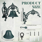Blulu Large Outdoor Dinner Hanging Bell Vintage Rustic Cast Iron Wall Mounted Bell Heavy Duty Doorbell for Outside Front Door Garden Home Porch Decor, with Mounting Screws & Anchors - Image 2