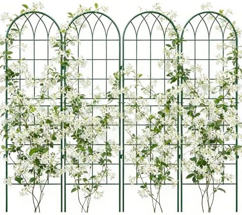 4 Pack Metal Garden Trellis for Climbing Plants, Green by UrGROWA