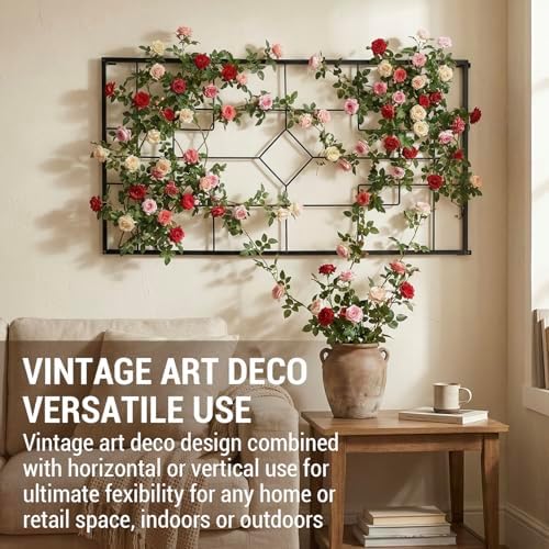 MyGift 3.9 ft Black Metal Wall Garden Trellis, Geometric Plant Support - Image 3