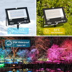 LED Flood Light Outdoor 500W Equivalent 5000LM,Bluetooth RGBW Colored Floodlight Landscape Lighting with APP Control,DIY Scenes,Timing, IP66 Waterproof,2700K,Color Changing Uplight with Ground Stakes - Image 4