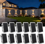 AUDLES Solar Fence Lights Outdoor Waterproof IP65, 3 Color Modes New Up Down Glow Solar Powered LED Wall Pack Lights for Outside Backyard, Deck, Step, Patio, Railing and Home Improvement - 12 Pack by AUDLES