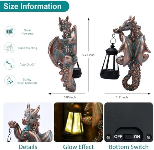 Goodeco Dragon Tree Hugger Solar Lantern Garden Statue 2-Pack - Image 2