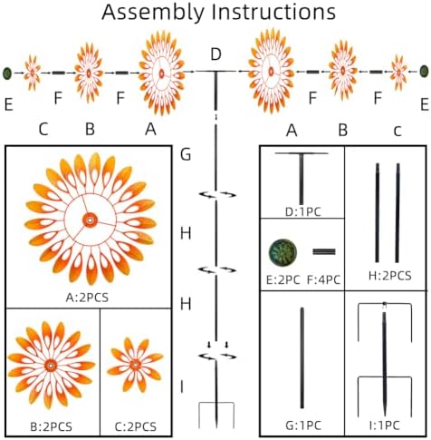 VEWOGARDEN Sunflower Wind Spinner with 6 Blades, Metal Kinetic Wind Spinners Outdoor for Yard, Garden, Lawn Decorations - Image 6