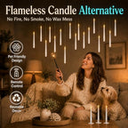 Enido 24 Pack Hanging Flameless Taper Candles with 2 Magic Wand Remotes, Battery Operated LED Floating Candles for Ceiling, Halloween Christmas Indoor Decor - Image 4