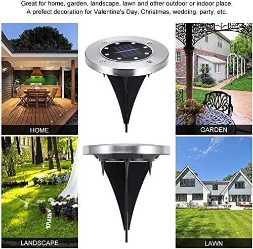 OurLeeme Solar Outdoor Lights Solar Powered Disk Lights 4 Pcs Solar Lights Outdoor Waterproof Solar Ground Lights 8 LED Solar Garden Lights Color Changing Landscape Lighting Pathway Lights - Image 7