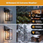 13'' Dusk to Dawn Outdoor Porch Lighting Fixtures Wall Mount, Sensor Exterior Wall Light for House, Ouside Lantern Lamp, Waterproof Wall Sconce Lights, Black Metal Coach Light for Garage Entryway - Image 4