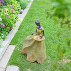 DiliComing Large Garden Fairy Statue Bird Feeder & Bird Bath - 23-Inch Resin Outdoor Yard Decor Angel Statue, Decorative Girl Sculpture for Garden, Lawn, Patio Yellow - Image 6