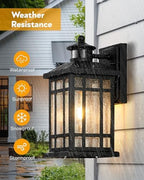 Motion Sensor Outdoor Light Adjustable Sensing Range, 2 Pack Black Dusk to Dawn Exterior Lighting Fixtures with Seed Glass, Aluminum Anti-Rust Outside Lights for House Garage Doorway Garden - Image 5