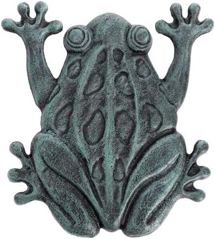 Lawei Cast Iron Frog Stepping Stone, Vintage Green Sturdy Outdoor Garden Statue, Unique Decorative Frog Flagstone Mat for Patio, Lawn, Yard, Garden Walkway, Non-Slip Entryway Rug, 12 x 10.6 in by ENJOYEVERYMOMENT