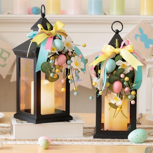JOIONE Easter Decorative Candle Lanterns, 2 Packs 14" Spring Porch Decor by JOIONE