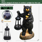 Solar Bear Garden Statue with Lantern Outdoor Decor - Image 3