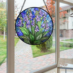 Stained Glass Window Hanging Suncatcher Purple Flower Gifts for Women 9.8" - Image 5
