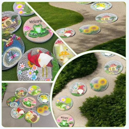 GZHERVICES Stepping Stone Ornaments for Courtyard Decor, Garden Landscape Stepping Stones and Lawn Walkway Pads, Decorative Garden Stones and Patio Path Pavers(Multi-Colored-B) - Image 4