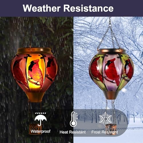 Cardinal Bird Hot Air Balloon Solar Lantern Outdoor Waterproof Garden Decor - Image 6