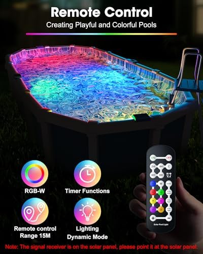 Solar Pool Lights,Underwater IP68 Pool Lights with Remote Control,1800mAh Solar Powered Panel with Brighten 48LM, Color Changing for Above Ground Pools/Inground Pools-8 Pack-Blue - Image 6