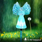 Outdoor Solar Garden Lights,4 Pack Solar Angel Decorative Lights, IP67 Waterproof Color Changing LED Solar Outdoor Lights,Solar Stake Lights for Cemetery Grave Garden Patio Yard Lawn Decoration - Image 2