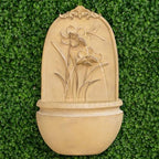 XBrand 31" in H Outdoor Wall Water Fountain with Pump- Khaki Flower with Dragonfly Design with Mesh Guard - Image 2