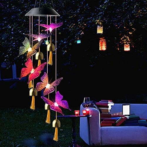Black Butterfly Bell Solar Wind Chimes - Outdoor Solar Lights for Garden Decor - Gifts for Mom - Image 2