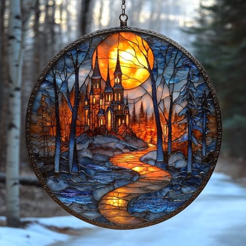 Dracula Castle Gothic Mansion Acrylic Suncatcher by AVAGAN