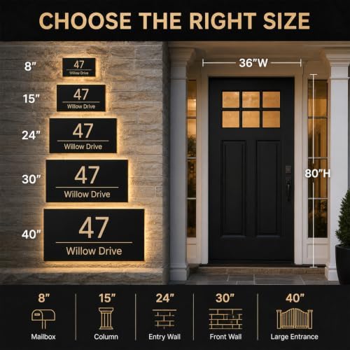 Custom LED House Numbers, Personalized Backlit Address Sign for Outside - Image 5