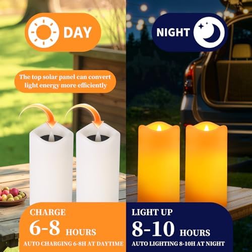 Solar Pillar Candles Outdoor Waterproof 4 Pack, Flameless Candles - Image 4